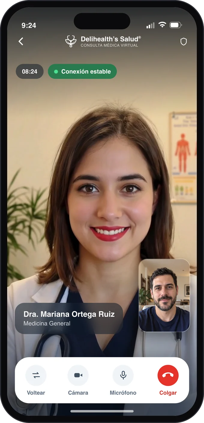 Videoconsulta en curso en la App Delihealth’s.